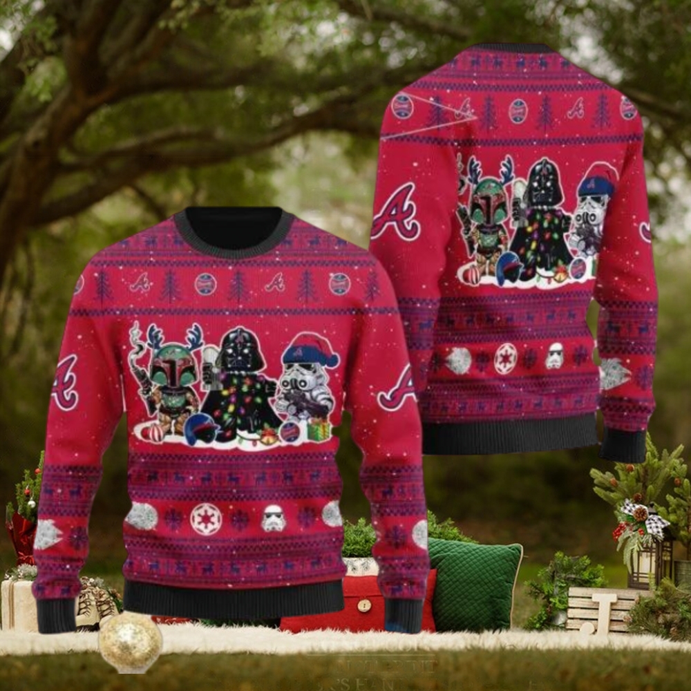 Atlanta Braves Star Wars Ugly Christmas 3D Sweater Atlanta Braves Star Wars Ugly Christmas 3D Sweater