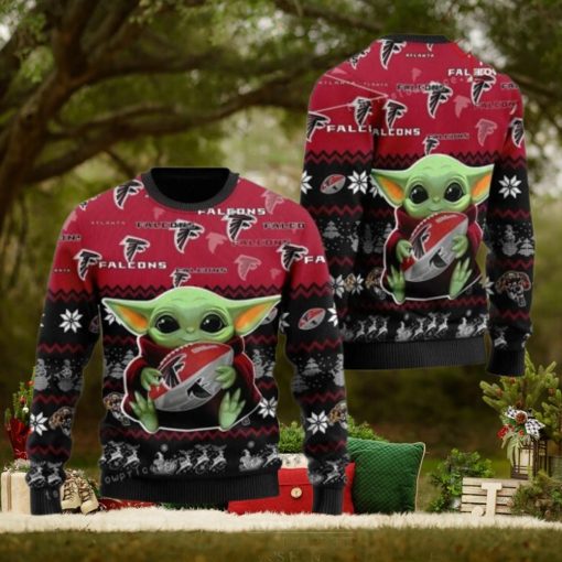 Atlanta Falcon Baby Yoda For American Football Fans Ugly Sweater Party