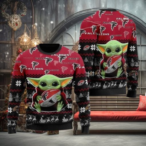 Atlanta Falcon Baby Yoda For American Football Fans Ugly Sweater Party
