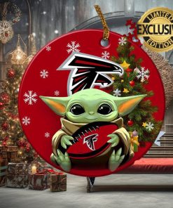 Atlanta Falcons Baby Yoda NFL Christmas Tree Decorations Ceramic Ornament