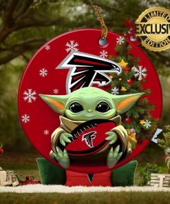 Atlanta Falcons Baby Yoda NFL Christmas Tree Decorations Ceramic Ornament