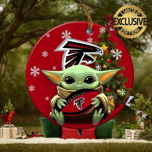 Atlanta Falcons Baby Yoda NFL Christmas Tree Decorations Ceramic Ornament