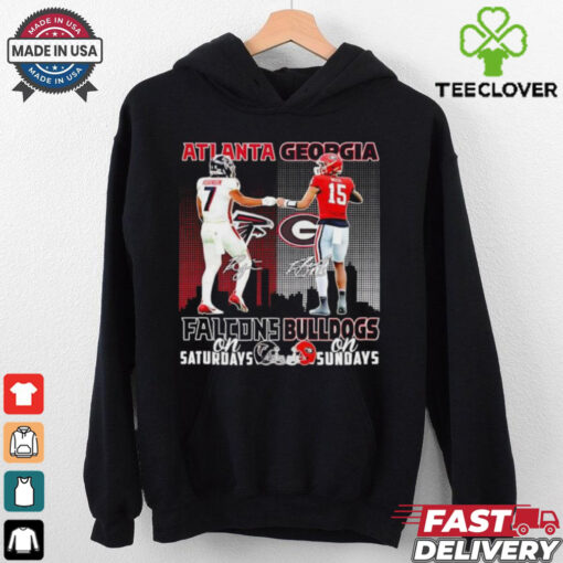 Atlanta Falcons Bijan Robinson vs Georgia Bulldogs Carson Beck signatures shirt