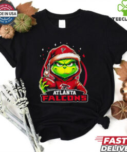 Atlanta Falcons Grinch wearing Santa hat Christmas 2024 shirt