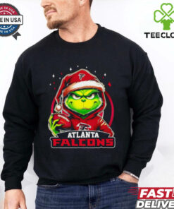 Atlanta Falcons Grinch wearing Santa hat Christmas 2024 shirt