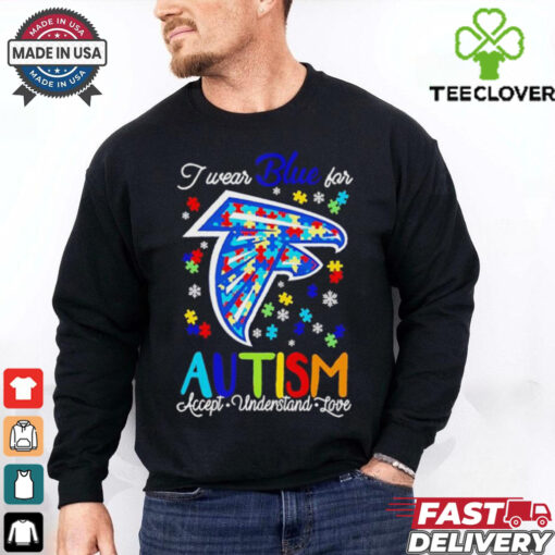 Atlanta Falcons I wear blue for Autism accept understand love shirt