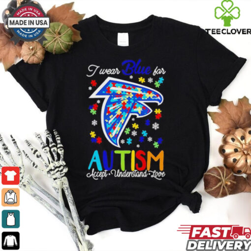 Atlanta Falcons I wear blue for Autism accept understand love shirt
