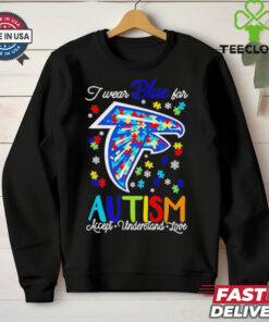 Atlanta Falcons I wear blue for Autism accept understand love shirt