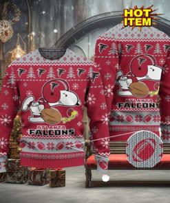 Atlanta Falcons Logos American Football Snoopy Dog Ugly Christmas Sweater Funny Christmas Gift For Sport Fans