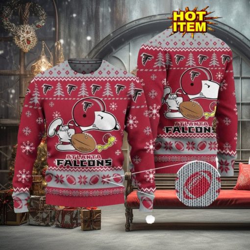 Atlanta Falcons Logos American Football Snoopy Dog Ugly Christmas Sweater Funny Christmas Gift For Sport Fans