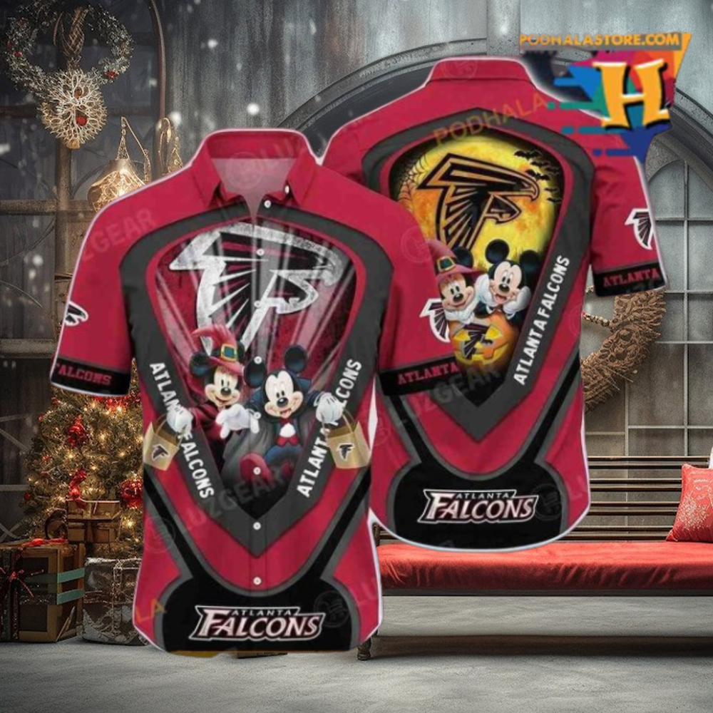 Atlanta Falcons NFL Hawaiian Shirt Graphic Mickey Halloween Night Style For Fans Atlanta Falcons NFL Hawaiian Shirt Graphic Mickey Halloween Night Style For Fans