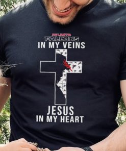 Atlanta Falcons NFL In My Veins Jesus In My Heart Cross 2024 T Shirt