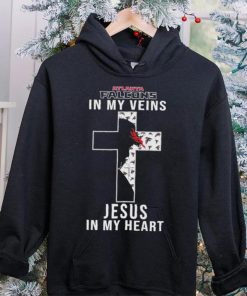 Atlanta Falcons NFL In My Veins Jesus In My Heart Cross 2024 T Shirt