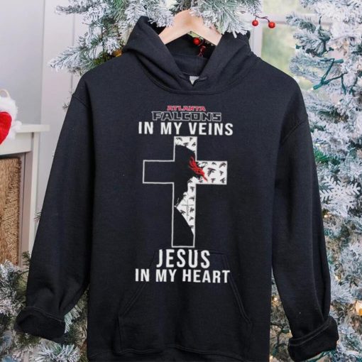 Atlanta Falcons NFL In My Veins Jesus In My Heart Cross 2024 T Shirt