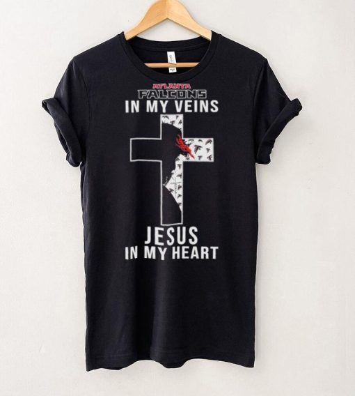 Atlanta Falcons NFL In My Veins Jesus In My Heart Cross 2024 T Shirt