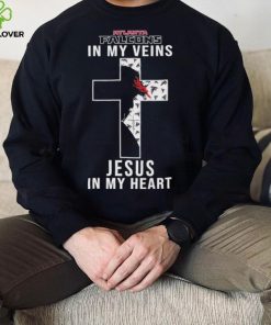 Atlanta Falcons NFL In My Veins Jesus In My Heart Cross 2024 T Shirt