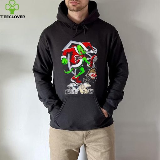 Atlanta Falcons Santa Grinch stomp NFL helmets funny Christmas hoodie, sweater, longsleeve, shirt v-neck, t-shirt