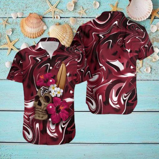 Atlanta Falcons Skull And Flower Hawaiian Shirt Gift For Halloween