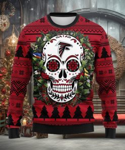 Atlanta Falcons Skull Flower Ugly Christmas Ugly Sweater