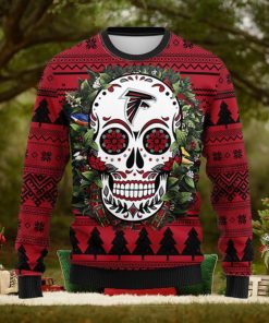 Atlanta Falcons Skull Flower Ugly Christmas Ugly Sweater