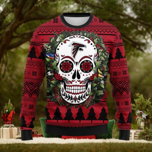 Atlanta Falcons Skull Flower Ugly Christmas Ugly Sweater