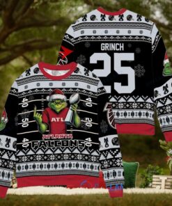 Atlanta Falcons x Grinch Christmas Dr. Seuss How the Grinch Stole Christmas with Super Bowl Trophy Custom Ugly Christmas Sweater