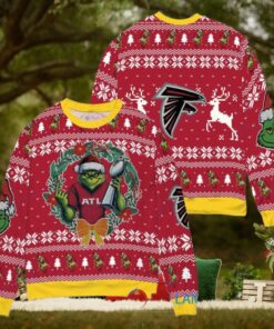 Atlanta Falcons x Grinch NFL Dr. Seuss How the Grinch Stole Christmas with Super Bowl Trophy Ugly Christmas Sweater Red