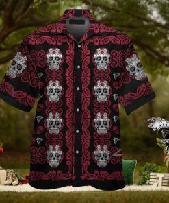 Atlanta Falconsskull Short Sleeve Button Up Tropical Hawaiian Shirt