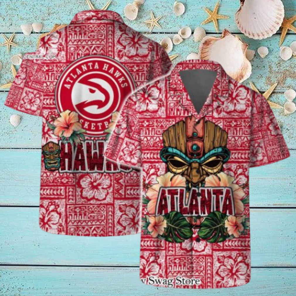 Atlanta Hawks NBA Aloha Tiki Pattern Hawaiian Set Atlanta Hawks NBA Aloha Tiki Pattern Hawaiian Set