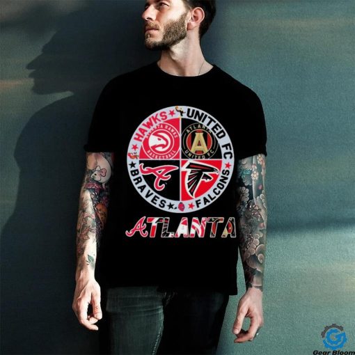 Atlanta Skyline Sports Team Logo Hawks United Fc Falcons And Braves Shirt