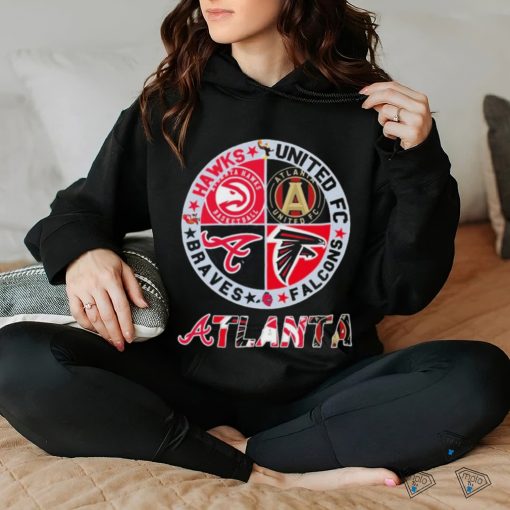 Atlanta Skyline Sports Team Logo Hawks United Fc Falcons And Braves Shirt