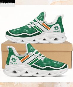 Auburn Tigers NCAA Logo St. Patrick's Day Shamrock Custom Name Clunky Max Soul Shoes Sneakers For Mens Womens