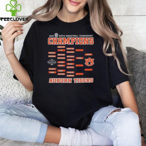 Auburn Tigers Original Retro Brand 2024 SEC Men’s Basketball Conference Tournament Champions Bracket T Shirt