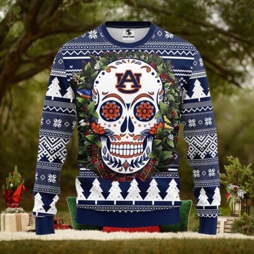 Auburn Tigers Skull Flower Ugly Christmas Ugly Sweater