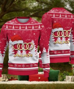 Audi Logo Wearing Santa Hat Christmas Gift Ugly Christmas Sweater For Car Lover 3D Sweater 1 Audi Logo Wearing Santa Hat Christmas Gift Ugly Christmas Sweater For Car Lover 3D Sweater