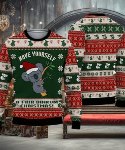 Australian Fair Dinkum Ugly Christmas 3D Sweater Koala Bear Ugly Christmas Sweater Gift for men Women