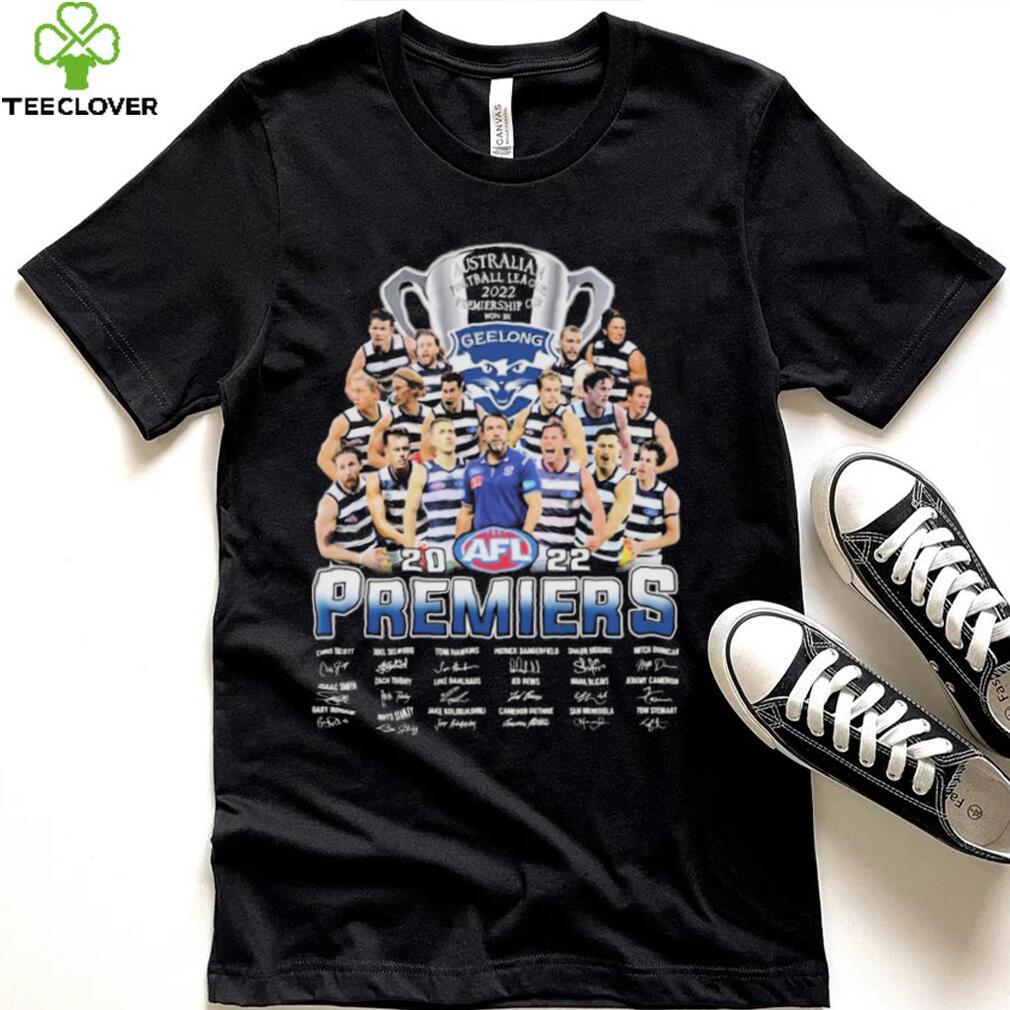 Australian Football League 2022 Premiership Cup Won By Geelong Cats Signatures Shirt Australian Football League 2022 Premiership Cup Won By Geelong Cats Signatures Shirt