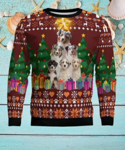 Australian Shepherd Pine Tree Ugly Christmas Sweater