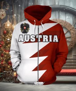 Austria Flag Tooth Style Zip Up Hoodie 3D