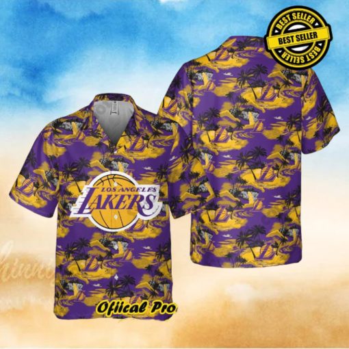 Authentic Hawaiian Shirt Los Angeles Lakers Theme