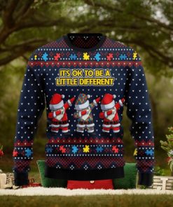 Autism Awareness Funny Santa Clauses It’s Ok To Be A Little Different Christmas Ugly Sweater