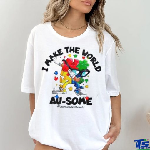 Autism Dabbing I Make The World Ausome Puzzle Piece Shirt