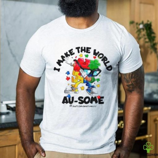 Autism Dabbing I Make The World Ausome Puzzle Piece Shirt