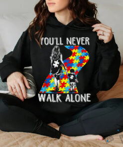 Autism Mom You Will Never Walk Alone Support Autism Son T Shirt