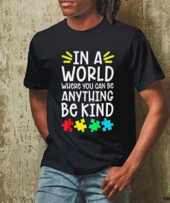 Autism Puzzle In A World Anything Be Kind Autism Awareness Shirt