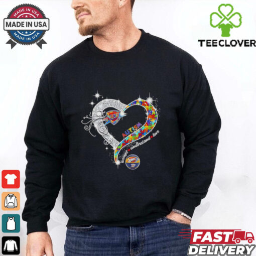 Autism accept understand love OKC Thunder diamond heart shirt