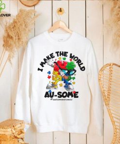 Autism dabbing I make the world ausome puzzle piece shirt