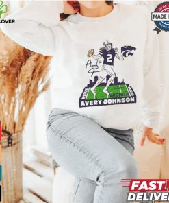 Avery Johnson K state Wildcats Grey Football Caricature Short Sleeve Fashion Player T shirt