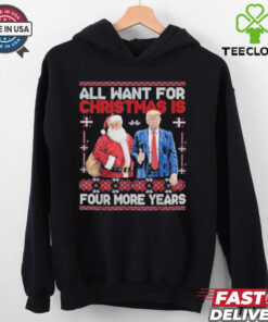 Awesome All Want For Christmas Is 4 More Years Santa Trump Back T Shirt