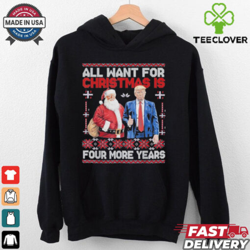 Awesome All Want For Christmas Is 4 More Years Santa Trump Back T Shirt
